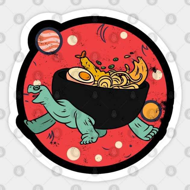 Kawaii Tortoise Ramen Noodles Space Otaku Ramen Bowl Turtle Sticker by alcoshirts